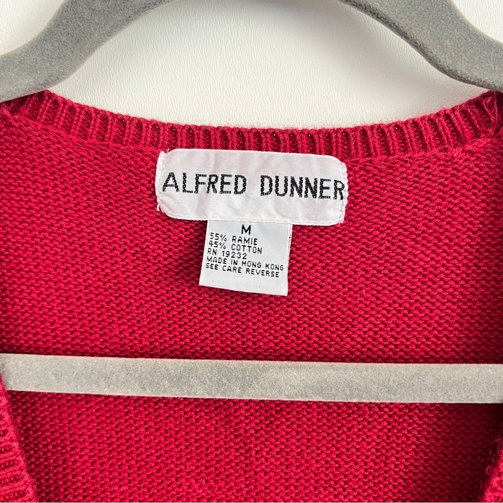 Vintage 90s Alfred Dunner Christmas Sweater Vest Scottie Dog Red Knit Size M - Picture 4 of 6